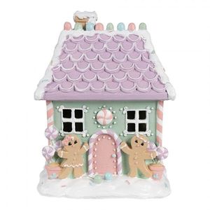 Zeleno-fialová perníková chaloupka Gingerbread House Pastello - 17*14*21 cm 6PR4267 obraz