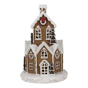 Hnědá svítící perníková chaloupka Gingerbread House - Ø 21*33 cm / 3*AAA 6PR4307 obraz