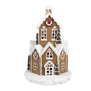 Hnědá svítící perníková chaloupka Gingerbread House - 20*20*32 cm 6PR4310 obraz