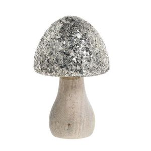 Přírodní dřevěná dekorace houba se třpytkami Mushroom - Ø 8*15 cm 52074800 obraz