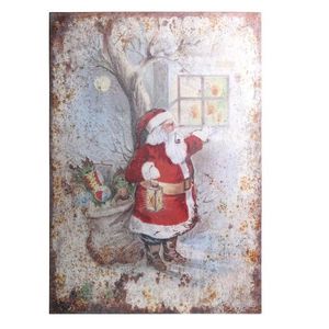 Vánoční kovový závěsný obraz Santa Vintage - 66*95 cm 52062800 obraz