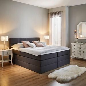 Čalouněná Boxspring postel Greta, tmavě šedá, 180x200 obraz