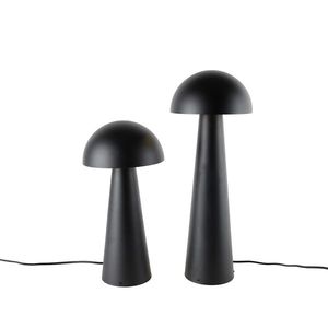 Sada 2 chytrých venkovních stojacích lamp černých 50 cm a 65 cm - Mushroom obraz