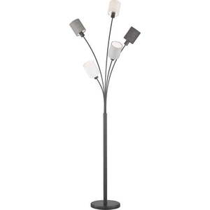 Černo-šedá stojací lampa s textilním stínidlem (výška 172 cm) Koi – Fischer & Honsel obraz