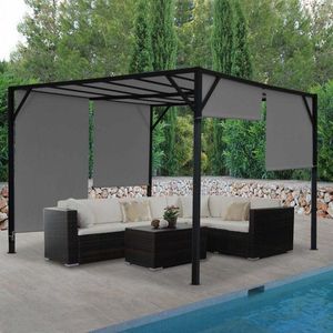 Pergola se stahovací střechou 3x3 m Dekorhome Šedá obraz