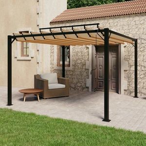 Pergola s lamelovou střechou 3 x 3 m hliník / látka Dekorhome Šedá, Pergola s lamelovou střechou 3 x 3 m hliník / látka Dekorhome Šedá obraz