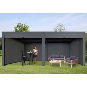 Bioklimatická pergola HWC-L46 3x6 s 6 bočními stěnami Antracit obraz