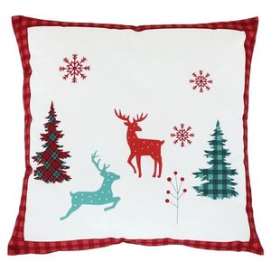 Polštář sametový s výplní - vánoční, červené okraje, 100% polyester, 45 x 45 cm. obraz