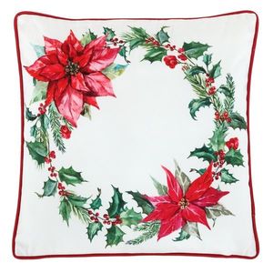 Polštář sametový s výplní - vánoční růže, 100% polyester, 45 x 45 cm. obraz