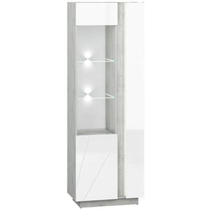 Vitrína Lumens 78 cm, bílá / beton obraz