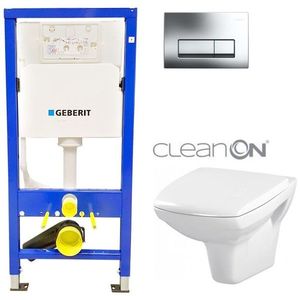 GEBERIT DuofixBasic s chromovým tlačítkem DELTA51 + WC CERSANIT CLEANON CARINA + SEDÁTKO 458.103.00.1 CA1 obraz