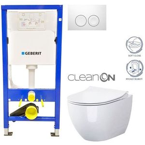 GEBERIT DuofixBasic s bílým tlačítkem DELTA21 + WC CERSANIT ZEN CLEANON + SEDÁTKO 458.103.00.1 21BI HA1 obraz