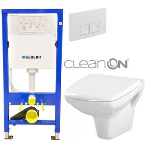 Geberit Duofix tlačítko DELTA50 bílé WC CERSANIT CARINA CLEANON + SEDÁTKO 458.103.00.1 50BI CA1 obraz