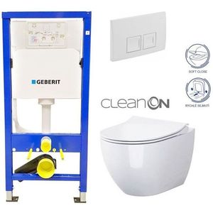 GEBERIT DuofixBasic s bílým tlačítkem DELTA50 + WC CERSANIT ZEN CLEANON + SEDÁTKO 458.103.00.1 50BI HA1 obraz