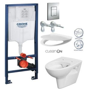 Rapid SL pro závěsné WC 38528SET s chromovou deskou + WC CERSANIT CLEANON PARVA + SEDÁTKO 38772001 PA2 obraz