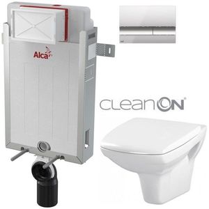 ALCADRAIN Renovmodul předstěnový instalační systém s chromovým tlačítkem M1721 + WC CERSANIT CLEANON CARINA + SEDÁTKO AM115/1000 M1721 CA1 obraz