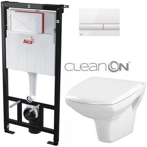 ALCADRAIN Sádromodul předstěnový instalační systém s bílým tlačítkem M1710 + WC CERSANIT CLEANON CARINA + SEDÁTKO AM101/1120 M1710 CA1 obraz