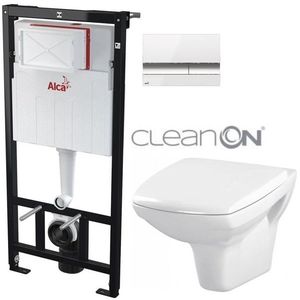 ALCADRAIN Sádromodul předstěnový instalační systém s bílým/ chrom tlačítkem M1720-1 + WC CERSANIT CLEANON CARINA + SEDÁTKO AM101/1120 M1720-1 CA1 obraz