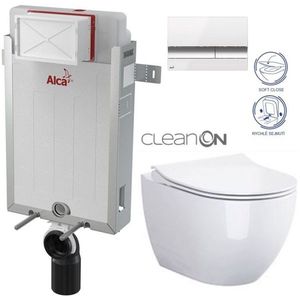 ALCADRAIN Renovmodul předstěnový instalační systém s bílým/ chrom tlačítkem M1720-1 + WC CERSANIT ZEN CLEANON + SEDÁTKO AM115/1000 M1720-1 HA1 obraz