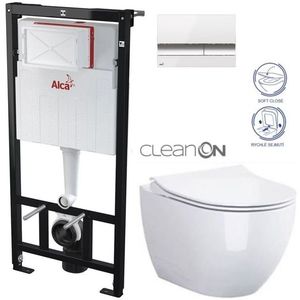 ALCADRAIN Sádromodul předstěnový instalační systém s bílým/ chrom tlačítkem M1720-1 + WC CERSANIT ZEN CLEANON + SEDÁTKO AM101/1120 M1720-1 HA1 obraz