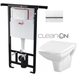 ALCADRAIN Jádromodul předstěnový instalační systém s bílým/ chrom tlačítkem M1720-1 + WC CERSANIT CLEANON CARINA + SEDÁTKO AM102/1120 M1720-1 CA1 obraz