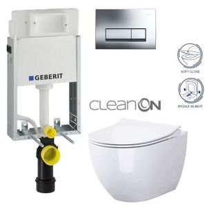 GEBERIT KOMBIFIXBasic vč. chromového tlačítka DELTA 51 + WC CERSANIT ZEN CLEANON + SEDÁTKO 110.100.00.1 51CR HA1 obraz