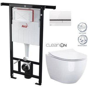 ALCADRAIN Jádromodul předstěnový instalační systém s bílým/ chrom tlačítkem M1720-1 + WC CERSANIT ZEN CLEANON + SEDÁTKO AM102/1120 M1720-1 HA1 obraz