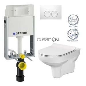 GEBERIT KOMBIFIXBasic vč. bílého tlačítka DELTA 21 + WC CERSANIT CITY NEW CLEANON + WC SEDÁTKO SLIM 110.100.00.1 21BI CI2 obraz