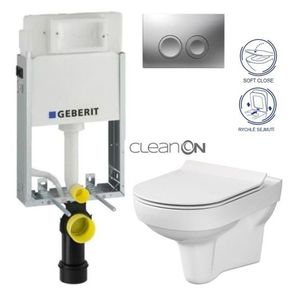 GEBERIT KOMBIFIXBasic vč. matného tlačítka DELTA 25 + WC CERSANIT CITY NEW CLEANON + WC SEDÁTKO SLIM 110.100.00.1 21MA CI2 obraz