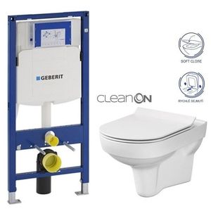 GEBERIT Duofix bez tlačítka + WC CERSANIT CITY NEW CLEANON + WC SEDÁTKO SLIM 111.300.00.5 CI2 obraz