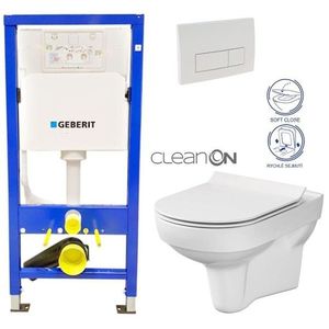 GEBERIT DuofixBasic s bílým tlačítkem DELTA51 + WC CERSANIT CITY NEW CLEANON + WC SEDÁTKO SLIM 458.103.00.1 51BI CI2 obraz