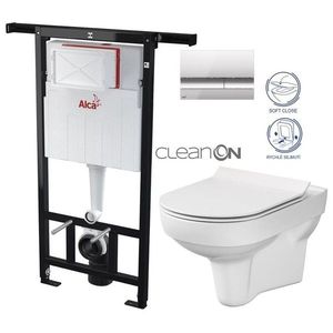 ALCADRAIN Jádromodul předstěnový instalační systém s chromovým tlačítkem M1721 + WC CERSANIT CITY NEW CLEANON + WC SEDÁTKO SLIM AM102/1120 M1721 CI2 obraz