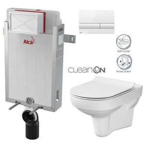 ALCADRAIN Renovmodul předstěnový instalační systém s bílým tlačítkem M1710 + WC CERSANIT CITY NEW CLEANON + WC SEDÁTKO SLIM AM115/1000 M1710 CI2 obraz