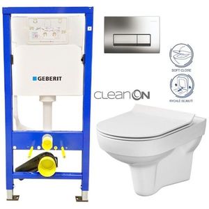 GEBERIT DuofixBasic s chromovým tlačítkem DELTA51 + WC CERSANIT CITY NEW CLEANON + WC SEDÁTKO SLIM 458.103.00.1 51CR CI2 obraz