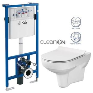 ALCADRAIN předstěnový instalační systém bez tlačítka + WC CERSANIT CITY NEW CLEANON + WC SEDÁTKO SLIM H895652 X CI2 obraz