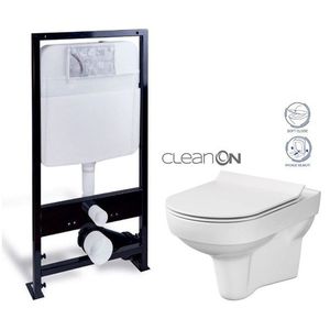 PRIM předstěnový instalační systém bez tlačítka + WC CERSANIT CITY NEW CLEANON + WC SEDÁTKO SLIM PRIM_20/0026 X CI2 obraz