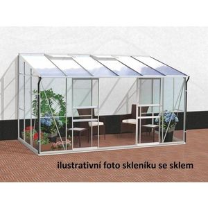 Skleník ke stěně IDA 7800 polykarbonát stříbrný Dekorhome Polykarbonát 4 mm obraz