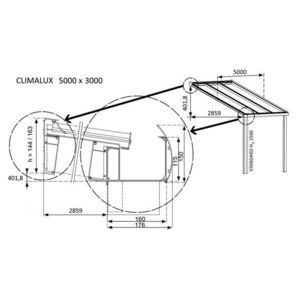 Hliníková pergola 500 cm antracit / polykarbonát Dekorhome 300 cm obraz