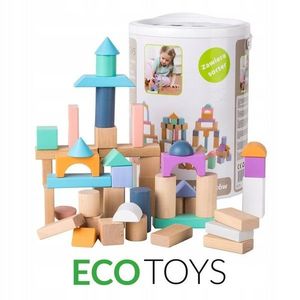 ECOTOYS Dřevěné kostky Eco Toys 100 ks obraz