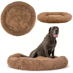 PuppyJoy Kulatý pelíšek pro psy a kočky Plush vel. XL 120 cm hnědý obraz