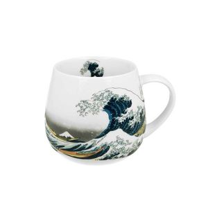 DekorStyle Porcelánový hrnek BARYLKA Hokusai THE GREAT WAVE 430 ml bílý obraz