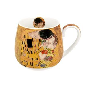 DekorStyle Porcelánový hrnek BARYLKA Klimt THE KISS 430 ml hnědý obraz