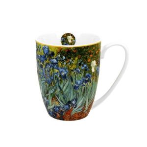 DekorStyle Porcelánový hrnek Van Gogh IRISES 350 ml modrý obraz