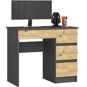 Ak furniture Psací stůl A-7 90 cm grafitově šedý/dub artisan pravý obraz