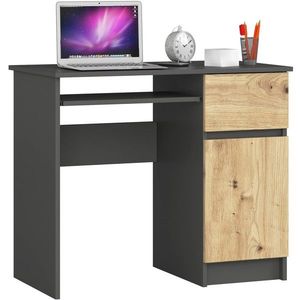 Ak furniture Psací stůl PIKSEL 90 cm grafitově šedý/dub artisan pravý obraz