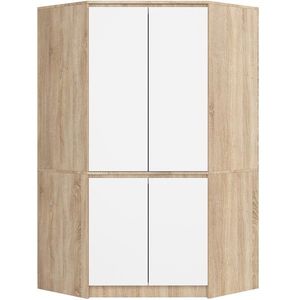 Ak furniture Rohová šatní skříň CLP 100 cm 4D dub sonoma/bílá obraz