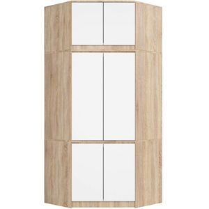 Ak furniture Rohová šatní skříň CLP 100 cm 6D dub sonoma/bílá obraz