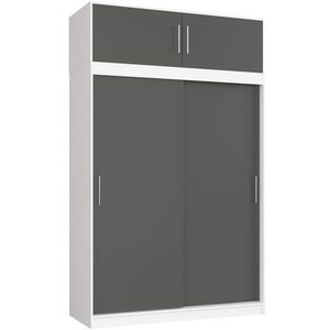 Ak furniture Šatní skříň s posuvnými dveřmi a nástavcem MONO CLP 150 cm bílá/grafitově šedá obraz