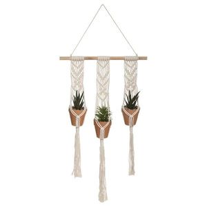 DekorStyle Umělé květiny v trojitém závěsném květináči BOHO 3 Macrame bílá obraz