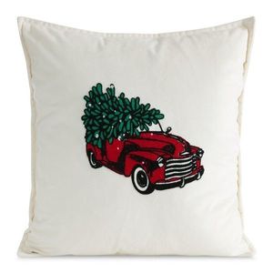 DekorStyle Vánoční povlak na polštář CAR 45x45 cm bílý obraz